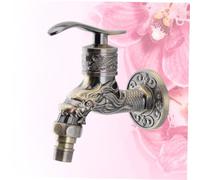 SOIMISS Antique Alloy Copper Core Water Tap with Zinc Alloy Nozzle Ergonomic Vintage Washing Machine Faucet for Home Outdoor Kitchen Bathroom Gravity Die-cast Smooth Flow Leak-Resistant