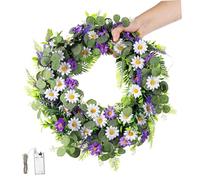 SOIMISS Artificial Lavender Door Wreath with Realistic Touch Plastic Spring Summer Floral Decor for Wall Window Farmhouse Style Maintenance Indoor Outdoor Use