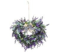 SOIMISS Artificial Lavender Heart-shaped Wreath for Front Door, Valentine’s Day Floral Garland Decoration, Large Fake Lavender Door Hanging Ornament for Home and Festival