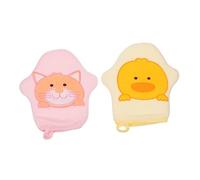 SOIMISS Baby Bath Sponge 2pcs Set with Cartoon Duck Cat Design, Soft Baby Shower Scrubbing Mitts for Newborns, Deep Cleaning Body Brush with Hanging Strap, Infant Bathing Essentials Random Color