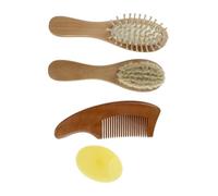 SOIMISS Bath Brush and Comb Kit for Home and Travel, Beech Handle and Wool Material, Promotes and Removes Newborn Scalp Residue, Healthy Bathing Accessory for Boys