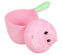 SOIMISS Bath Mug Large Pink Plastic Hippo Shaped Shampoo Rinse Cup with Eye Guard Suitable for Hair Washing