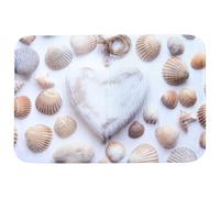 SOIMISS Beach Theme Floor Mat Non-slip Mat 40x60cm Flannel Wearproof Creative Welcome Sign Stylish Heart Stone Shape Bedroom Front Door