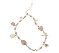 SOIMISS Beige Crystal Beaded Phone Chain Lanyard DIY Phone Charm Hanging Rope Anti-lost Cellphone Pendant for Vacation and Daily Use