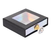 SOIMISS Black Eyelash Storage Box with Open Window and Drawer Design, Lash Wrapping Case with Diamond Handle for Makeup Vanity and False Eyelash Organizer