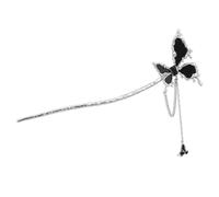 SOIMISS Black Metal Hair Stick with Butterfly Tassel Bridal Hair Bun Fork for Women Sturdy Smooth Surface Elegant Autumn Winter Styling Gift