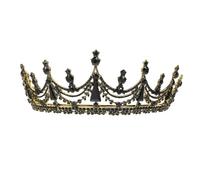 SOIMISS Black Rhinestone Tiara Crown Headband Large Half-Circle Bridal Hair Accessory Lightweight Wedding Tiara for Bride and