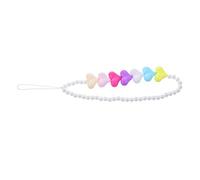 SOIMISS Bohemian Phone Lanyard Multi Functional Wrist Strap with Delicate Design for Mobile Phones Cameras and Id Cards Unique Rainbow Heart Pearl Style for Everyday Use