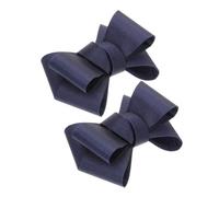 SOIMISS Bow Shoe Clips Removable Navy Blue Cloth Buckle Decorative Accessories Pair for Wedding and Evening Wear