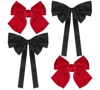 SOIMISS Bowknot Hair Barrettes Large with Tail Design 4 Pcs Hair Bow Clips Satin and Metal Charming Look for Women for Wedding and Daily Hairstyles