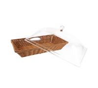SOIMISS Bread Serving Basket with Lid Woven Pp and Acrylic Food Basket Serving Tray Desktop for Offices and Cake Shop Healthy Storage Solution Easy to Clean