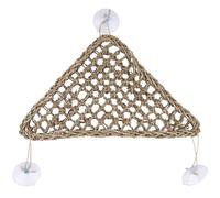 SOIMISS Breathable Brown Reptile Mesh Hammock Triangular Climbing Net with Suction Cup and Metal Ring Sturdy Hanging Bed Maximizes Vertical Space for Bearded Dragon and Reptile Pets