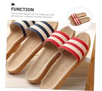 SOIMISS Breathable Linen Summer Slippers for Women Thick Soft Sole Open-toe House Slippers Casual Indoor Slip- Lightweight Non-irritating Footwear for Bedroom and Living Use