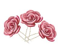 SOIMISS Bridal Hair Accessories Skin Friendly and Excellent Workmanship with Alloy and Silk Fabric 3pcs Rose Hair Fork Vintage Style for Engagement and Proms Party