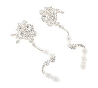 SOIMISS Bridal Heel Embellishments with Thick Underlying Cloth 2pcs Silver Rhinestone and Tidy Hand-stitched Edges, Concealing Traces on Heel Surfaces, Easy Mounting Solutions for
