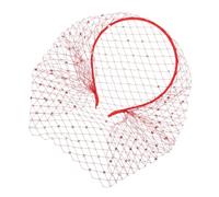 SOIMISS Bridal Rhinestone Headband Veil Elegant Mesh Wedding Accessory for Women for Tea Party and Vintage Bride Headpiece Red