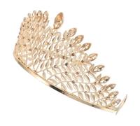 SOIMISS Bride Headband Rhinestone Alloy Crown Hairpiece Golden Bridal Tiara for Wedding Bride, Lightweight Sparkling Headpiece