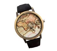 SOIMISS Bronze Case Watch Canvas Strap Featuring Map Pattern Dial for Everyday Wear Travel Adventures for Men and Women Seeking Unique Timepiece