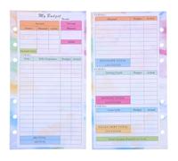 SOIMISS Budget Planner Inserts A6 Refill 14 Sheets Color Gradient 6-Hole Loose Leaf Paper for Monthly Budgeting and Wallet Organizer