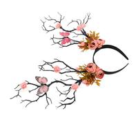 SOIMISS Butterfly Fairy Headband Deer Antler Branches, Orange Floral Crown Hairband for Women, Woodland Holiday Headwear for Christmas and Autumn Festival