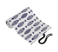 SOIMISS Canvas Pencil Roll Wrap Case with Slots Portable and Space-Saving Cotton Linen Pencil Organizer Creative Cartoon Saury Pattern for Artists and Students