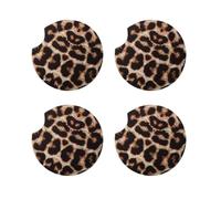 SOIMISS Car Cup Mat 4Pcs Leopard Print Non-Slip Pads for Vehicle Drink Holder Inserts Convenient Car Accessories