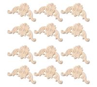 SOIMISS Carved Corner Furniture Onlay 12Pcs Wood Decorative Mouldings Solid Wood 4X4X0.8Cm for Kitchen Art Wall Decor and Home Interior