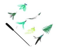 SOIMISS Cat Teaser Cat Toy Wand Interactive Cat Toys 8-Piece Set Colorful Plume 7 Replacement Heads 3-Section Plastic Fishing Rod