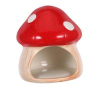 SOIMISS Ceramic Mushroom Aquarium Cave Hideout for Small Fish Shrimp and Goldfish Natural Scenic Fish Tank Decoration Safe Breeding Shelter Ceramic Ornament in Red