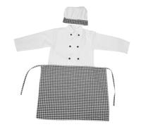 SOIMISS Chef Costume with Long Sleeve Plaid Apron and Hat Unisex Cooking Dress-up Outfit for Baking Gardening Crafting Protects Clothes During Play and Pretend Cooking