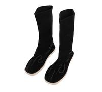 SOIMISS Chinese Traditional Hanfu Performance Boots for Adults PU Material Midcalf Oriental Costume Shoes with Intricate Embroidery Black Suitable for Folk Dancing Cosplay