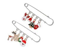 SOIMISS Christmas Brooch Set 2Pcs Bell Rhinestone Pins for Sweater Accessories Festive Occasion