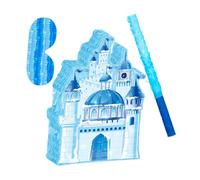 SOIMISS Christmas Castle Pinata for Birthday Party with Soft Stick and Eye Mask Hanging Candy Holder with Reinforced Ring Blue Winter Princess Castle Decoration Party Game Accessory
