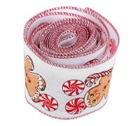 SOIMISS Christmas Ribbon Wide 6.3cm White Gingerbread Wired Burlap Ribbon for Wrapping Diy Crafting Holiday Packaging Bow