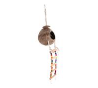 SOIMISS Coconut Bird Nest Hut with Ladder Functional Snuggle Hut for Parrots Budgies Hamsters Natural Habitat Playful for Pet Cages Enhances Aesthetics Interaction