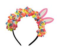 SOIMISS Colorful 7-flower Rabbit Ear Headband for Women, Easter Bunny Ears Hair Accessory, Floral Costume Headband for Parties and Cosplay