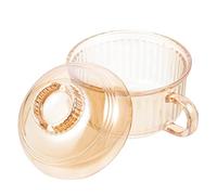 SOIMISS Convenient Glass Soup Bowl with Lid and Handle Small Household Stew Bowl for Noodles and Soups Amber Vertical Stripe Kitchen Accessory Lightweight and Easy to Clean