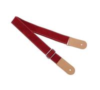 SOIMISS Country Style Cotton Linen Ukulele Strap with Genuine Leather Ends for Comfortable Use for Ukulele Durable Stylish Design Red