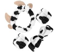 SOIMISS Cow Print Bow Knot Headband Soft Flannel Material and Comfortable Wearing for Makeup and Spa, Lightweight Elastic Hair Accessory Set for Women and Girls