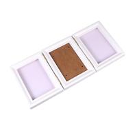 SOIMISS Creative 3-fold Wooden Photo Frame for Pets with Pet Footprint Preservation and Photo Display, White and Pink, for Room Decoration and Dog Or Cat Keepsakes