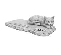 SOIMISS Creative Cartoon Cat Memorial Headstone Pet Grave Marker Decorative Cat Tombstone for Garden Pet Memorial for Cat Lovers Rock Color with Two Line Text
