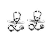 SOIMISS Creative Silver Stethoscope Cufflinks for Men and Women Fashion Business Sleeve Nail Buttons Stylish Formal Shirt Accessories for Weddings Meetings and Special Occasions