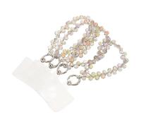 SOIMISS Crystal Design and 4pcs Buckle with Charms Metal Strap Phone Tether Tab, Beaded Cell Phone Wrist Lanyard Flexible Reducing Drop Risk for Women Outings and Campus Use