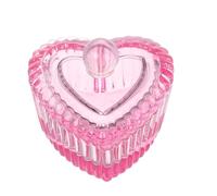 SOIMISS Crystal Glass Nail Soaking Bowl Heart Shaped with Lid Pink Nail Monomer Dish for Manicure