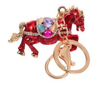 SOIMISS Cute Rhinestone Horse Keychain Alloy Pendant for Women Feng Shui Zodiac Animal Charm Stylish Red Keyring for Car Keys Handbag Backpack Decor