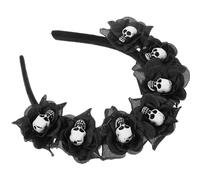 SOIMISS Dark Skeleton Flower Headband Costume Accessory Reusable Halloween Cloth with Artificial Flowers Role-playing Accessories for Themed Party and Day the Dead