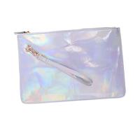 SOIMISS Dazzle White Pu Envelop Bag for Women, Mirror Finish Chic Shopping Storage Bag, Lightweight Cosmetic Pouch for Weekend Travel and Daily Use