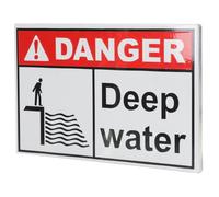 SOIMISS Deep Water Danger Sign Metal 30X20Cm for Pond River Lake Safety Public Place Warning Hazard Zone
