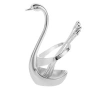 SOIMISS Delicate Fruit Dessert Spoon with Swan Base Holder Smooth Head Utensil Kit for Coffee Cakes Beverages Lightweight Wear Resistant Kitchen Flatware