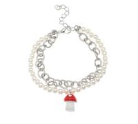 SOIMISS Delicate Pearl Bracelet for Women Featuring Lightweight Alloy and Plastic Materials, Chic Mushroom Design for Mother's Day and Spring Festival Wrist Jewelry